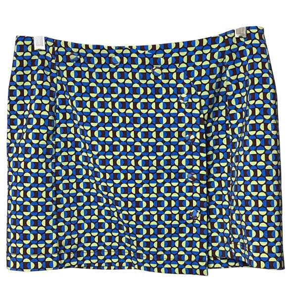 Urban Outfitters Dresses & Skirts - Urban Outfitters Blue Green Geometric Retro 60s Mod Button Mini Skirt‎ Womens M
